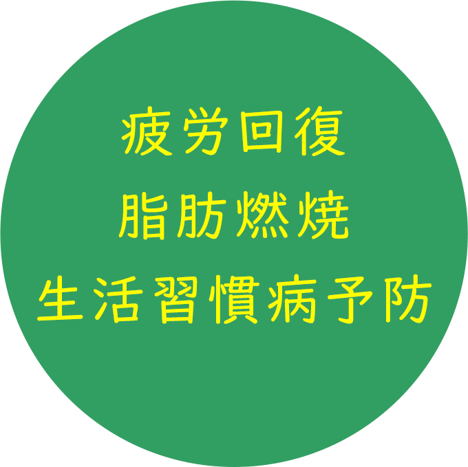 疲労回復、脂肪燃焼、生活習慣病予防
